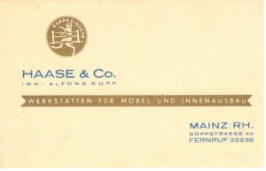 unsere Geschichte, Schreinerei Haase & Co. Mainz